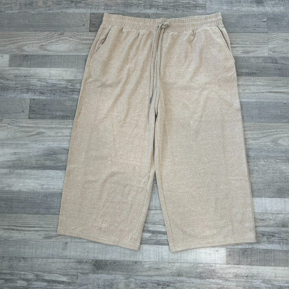 Time & Tru NWT Soft Heather Beige Wide Leg Pants Size XL Elastic Waist F50
